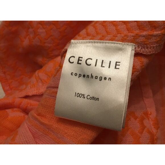 Cecilie Copenhagen Peach Elastic Smocked Waist Tiered Cotton Mini Skirt NWT - Picture 2 of 8